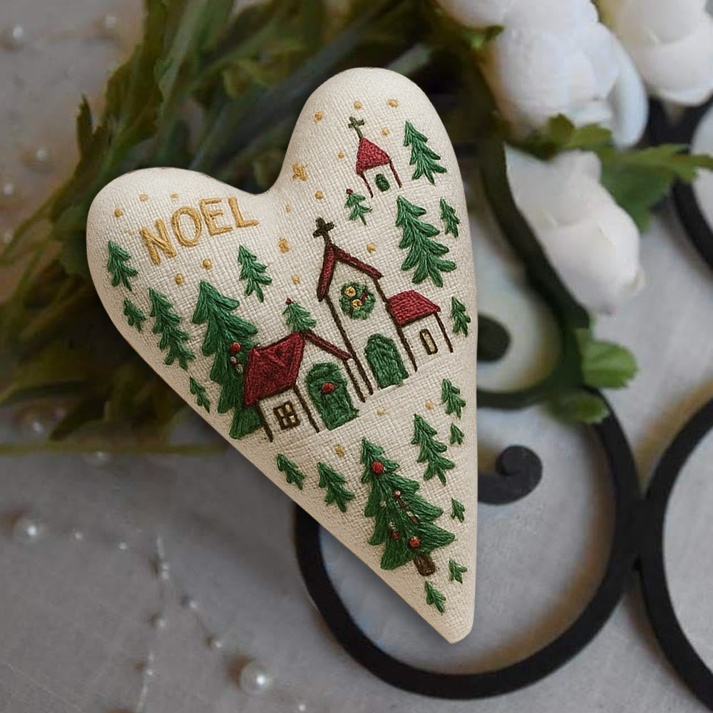 Rubbyoo Heart Embroidery Kit - Church | Christmas Decoration | Handmade Needle Artwork - image 1