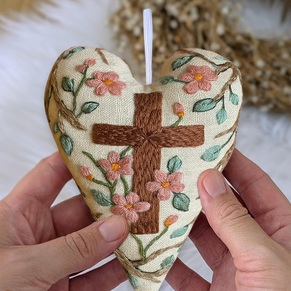 Rubbyoo Heart Embroidery Kit - Christian Cross | Religious Ornament | Diy Hanging Craft - image 9