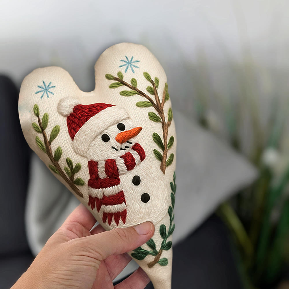 Rubbyoo Heart Embroidery Kit - Red-scarfed Snowman | Winter Decoration | Home Hanging Craft - image 8