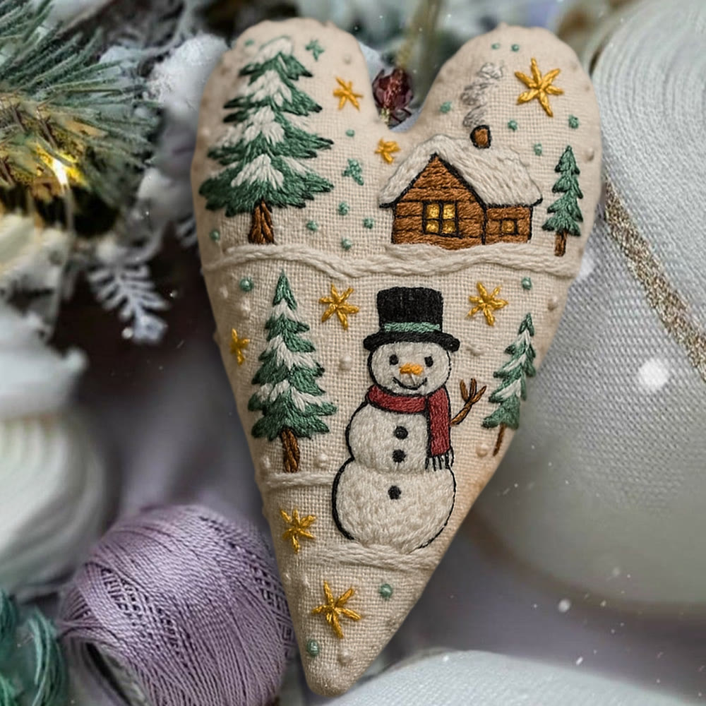 Rubbyoo Heart Embroidery Kit - Christmas Snowman | Winter Handmade Art | Diy Christmas Gift - image 2