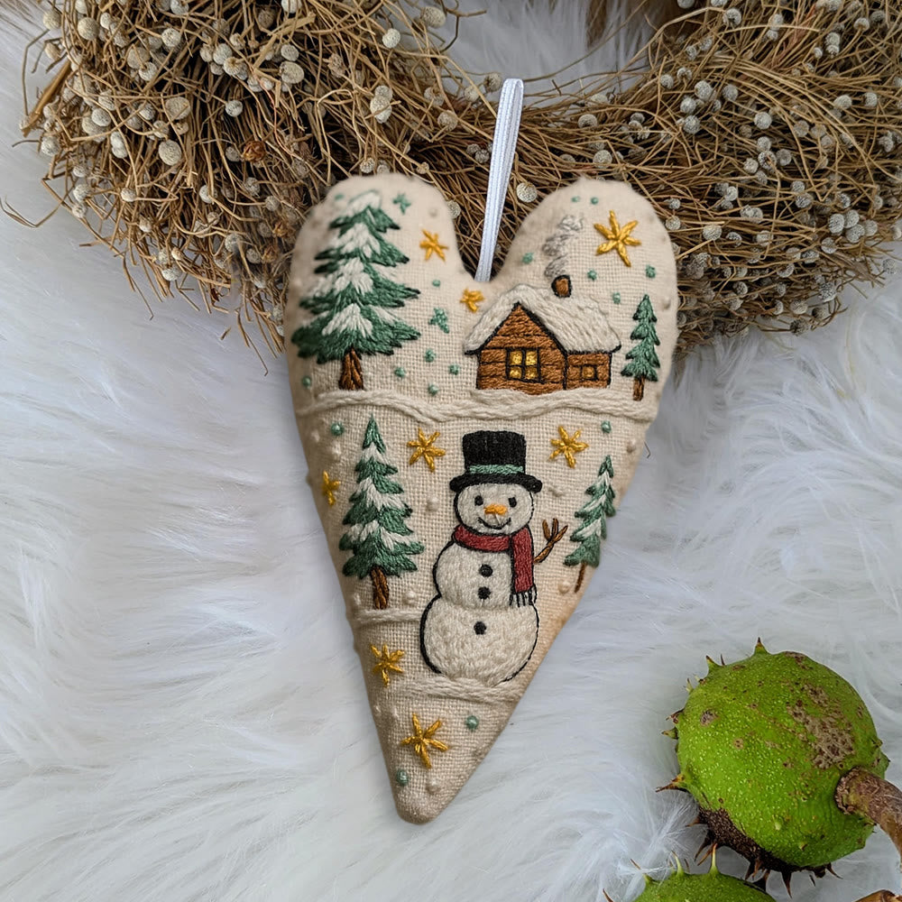Rubbyoo Heart Embroidery Kit - Christmas Snowman | Winter Handmade Art | Diy Christmas Gift - image 6