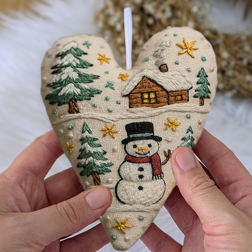 Rubbyoo Heart Embroidery Kit - Christmas Snowman | Winter Handmade Art | Diy Christmas Gift - image 9
