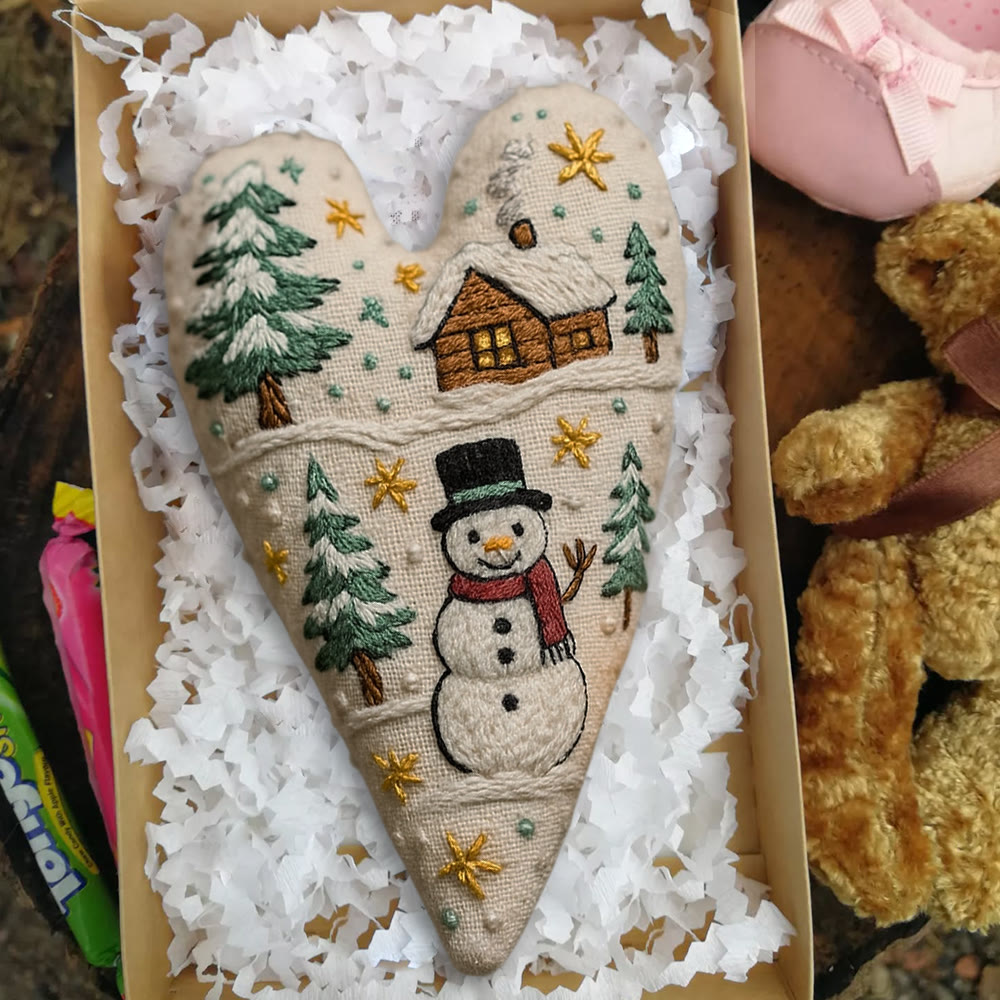 Rubbyoo Heart Embroidery Kit - Christmas Snowman | Winter Handmade Art | Diy Christmas Gift - image 4