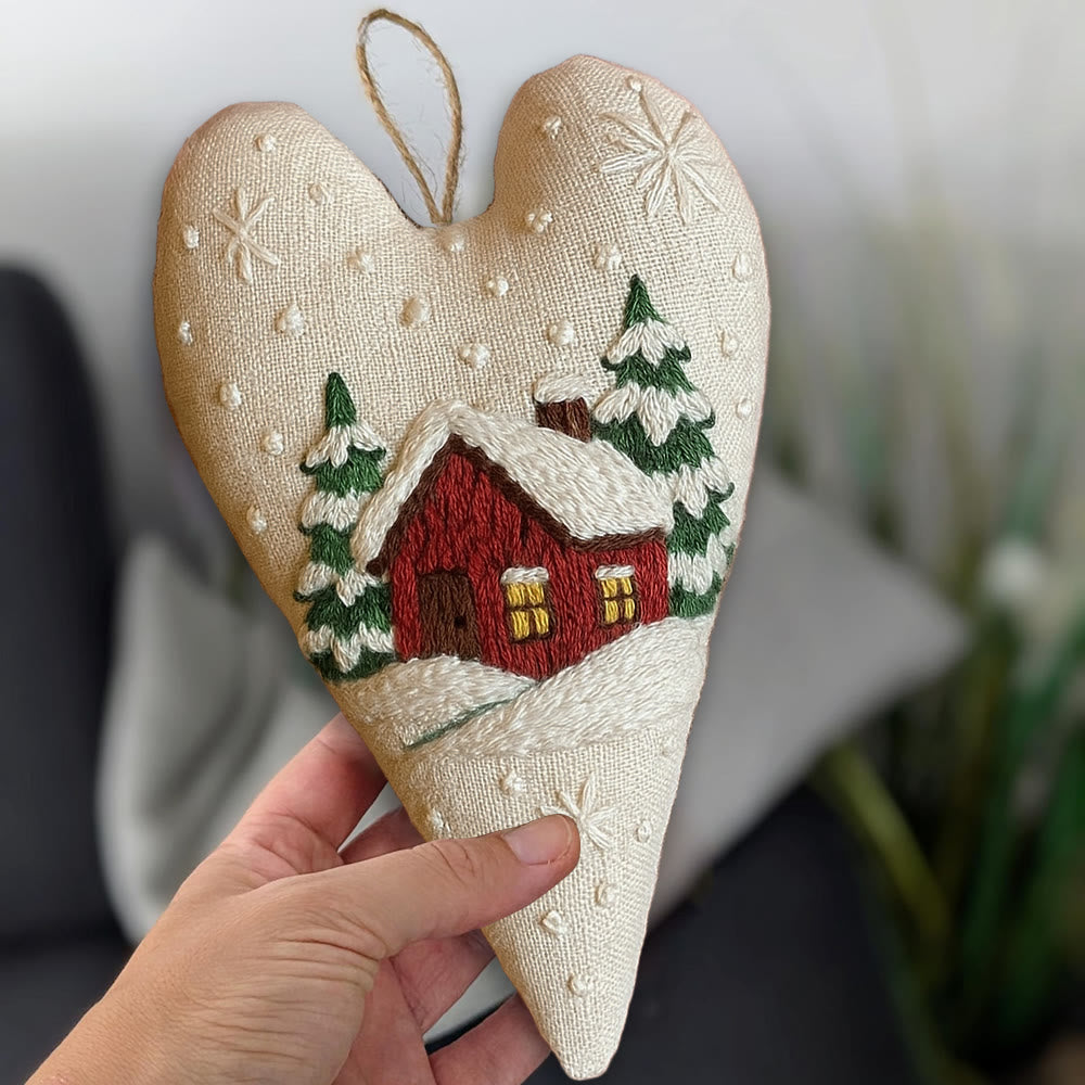 Rubbyoo Heart Embroidery Kit - Winter Red House | Home Decoration | Nice Gift For Friend - image 8