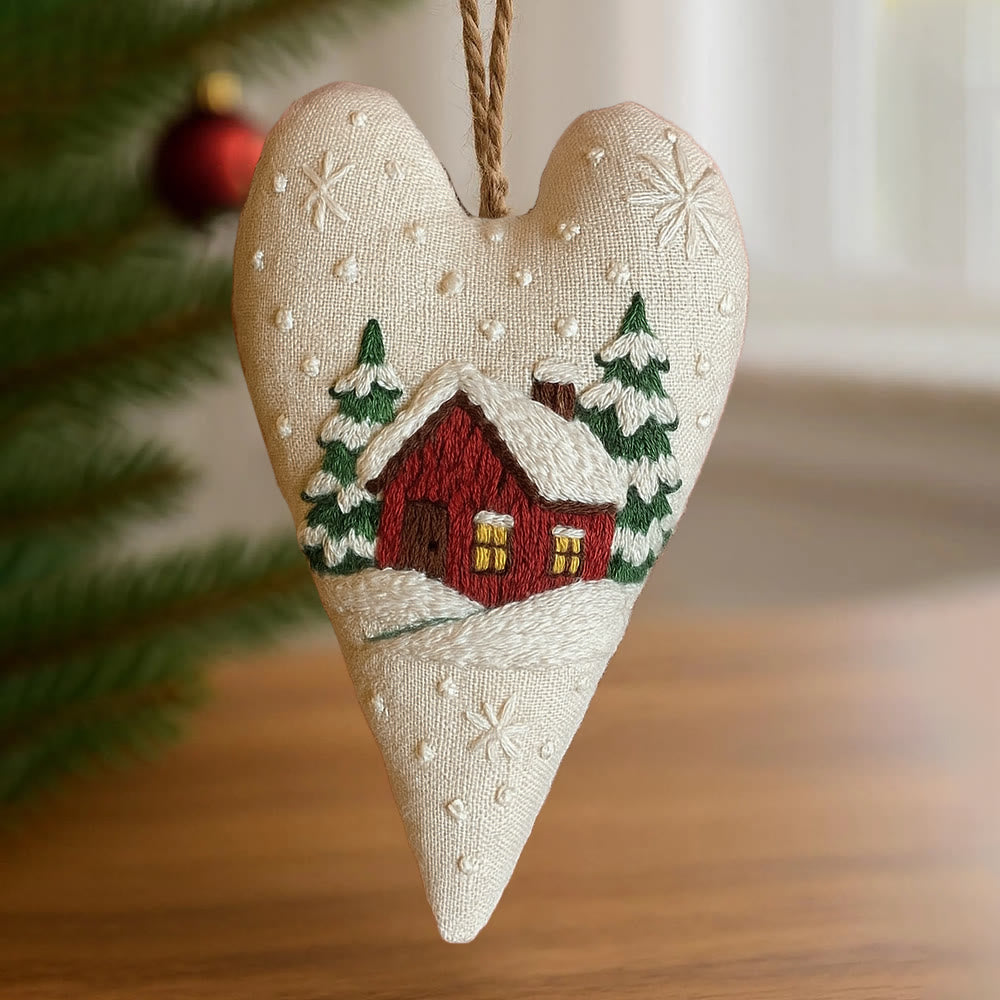 Rubbyoo Heart Embroidery Kit - Winter Red House | Home Decoration | Nice Gift For Friend - image 5