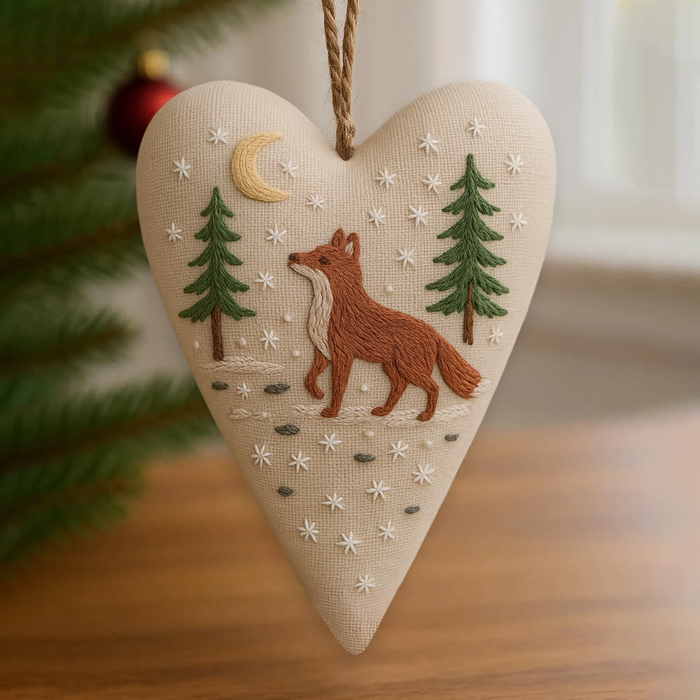 Rubbyoo Heart Embroidery Kit - Moonlit Fox | Winter Home Accent | Unique Gift Of Wildlife - image 0