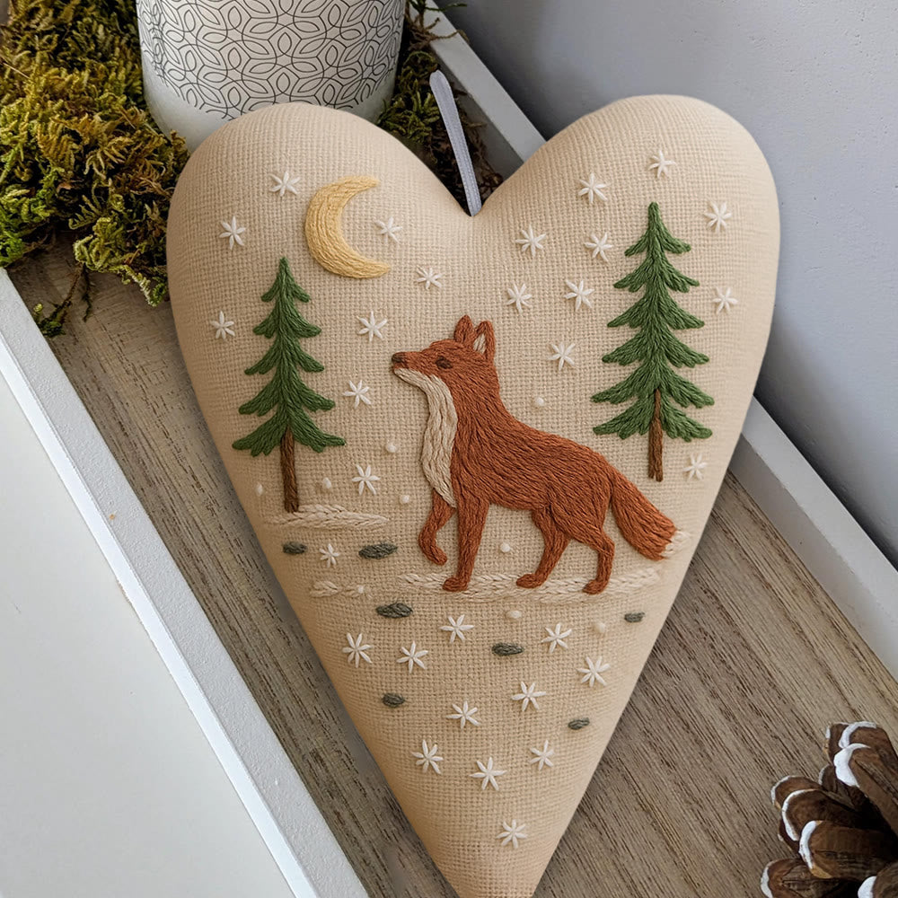 Rubbyoo Heart Embroidery Kit - Moonlit Fox | Winter Home Accent | Unique Gift Of Wildlife - image 5