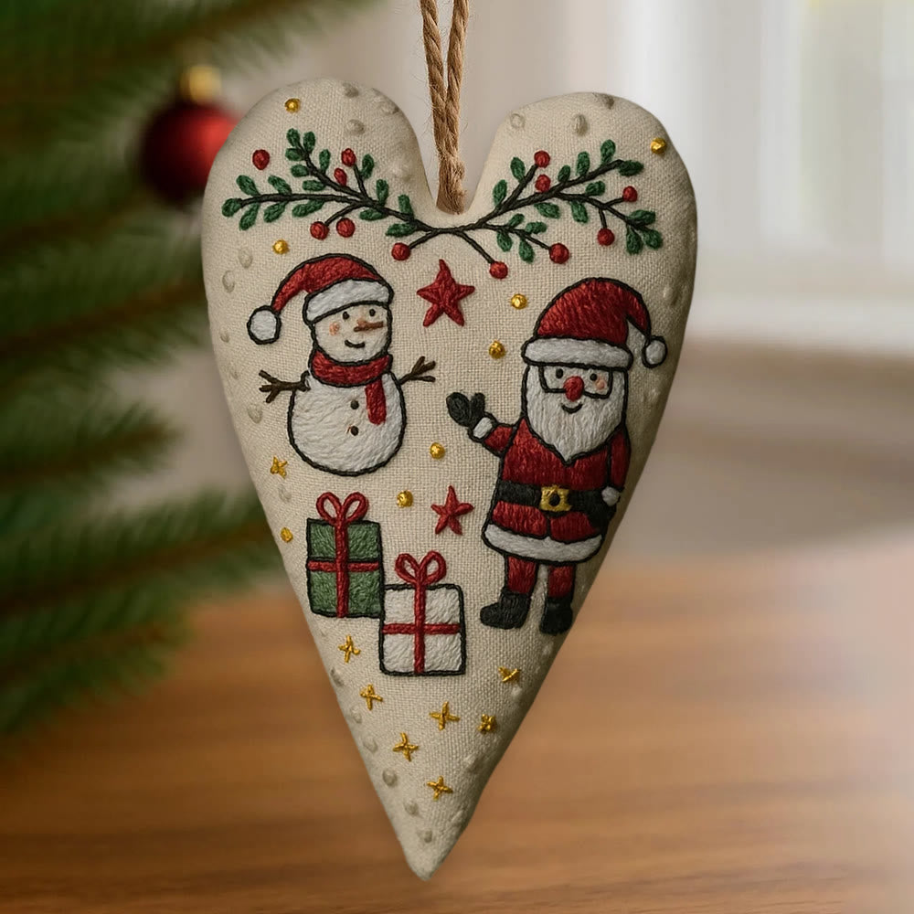 Rubbyoo Heart Embroidery Kit - Santa Snowman Christmas Scene | Festive Diy Decor | Creative Project Of Craft - image 0