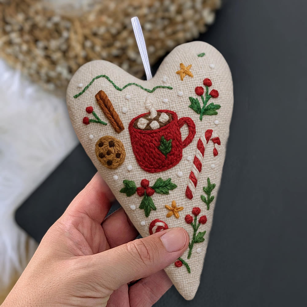 Rubbyoo Heart Embroidery Kit - Christmas Hot Cocoa | Festive Diy Craft | Warm Home Hanging - image 9