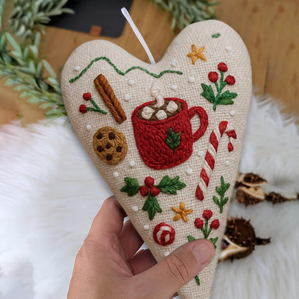 Rubbyoo Heart Embroidery Kit - Christmas Hot Cocoa | Festive Diy Craft | Warm Home Hanging - image 8