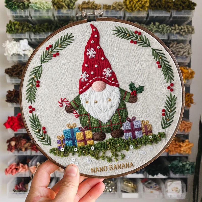 Rubbyoo Embroidery Kit - Christmas Gnome With Gifts | Christmas Celebration Craft | Diy Needle Art - image 4