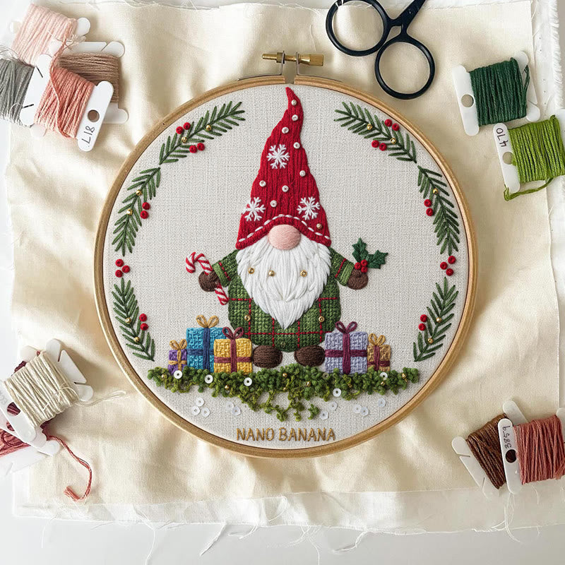 Rubbyoo Embroidery Kit - Christmas Gnome With Gifts | Christmas Celebration Craft | Diy Needle Art - image 3