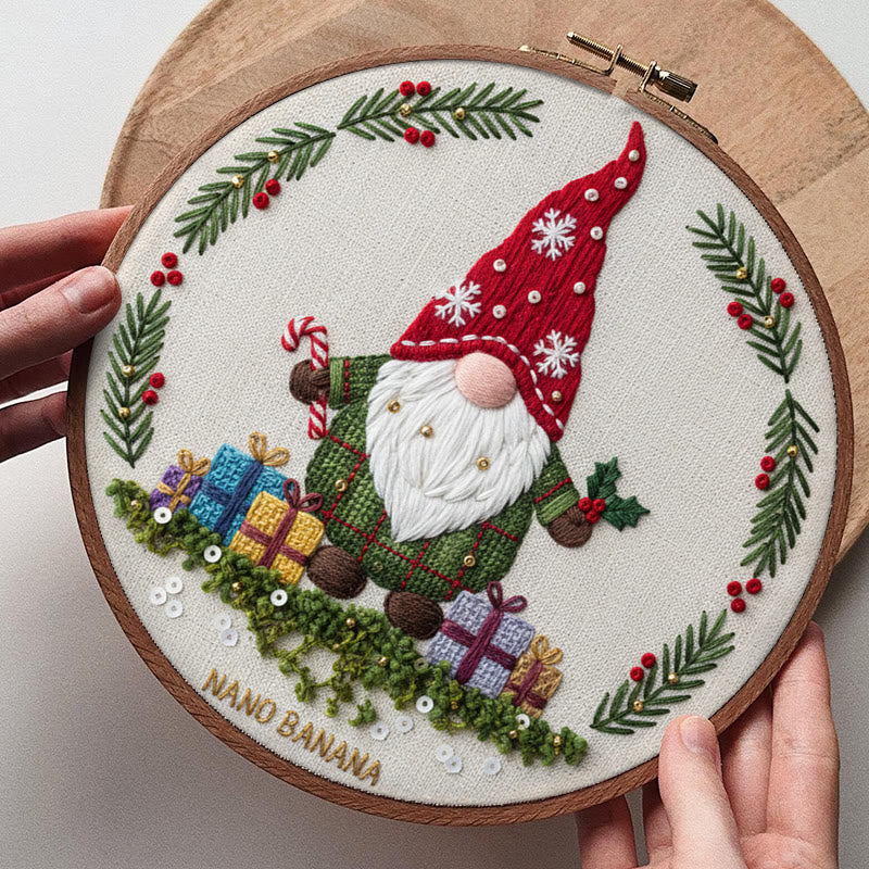 Rubbyoo Embroidery Kit - Christmas Gnome With Gifts | Christmas Celebration Craft | Diy Needle Art - image 7