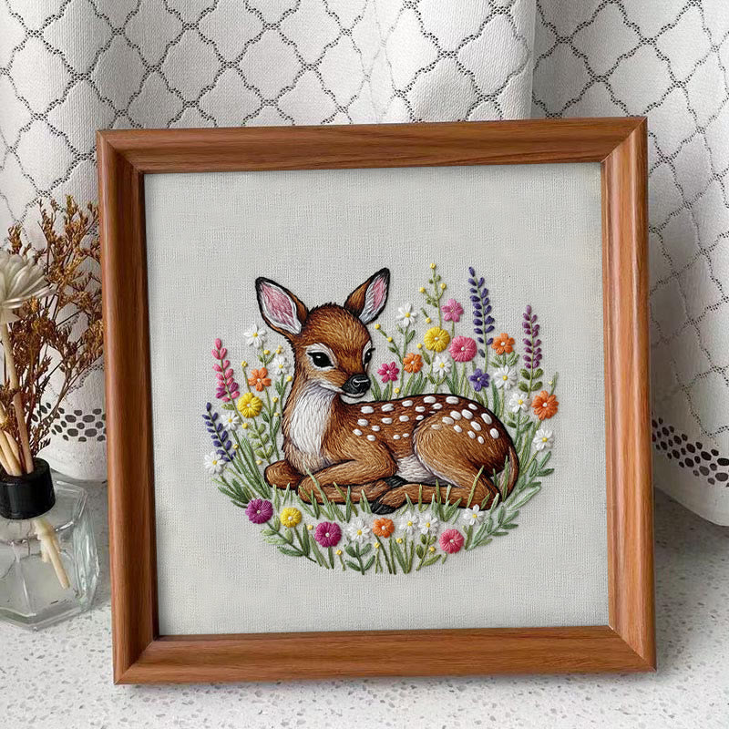 Rubbyoo Embroidery Kit - Stunning Sika Deer | Floral Animal Craft | Perfect Stitch Art For Decoration - Embroidery Kit Plus An Extra Frame - image 9