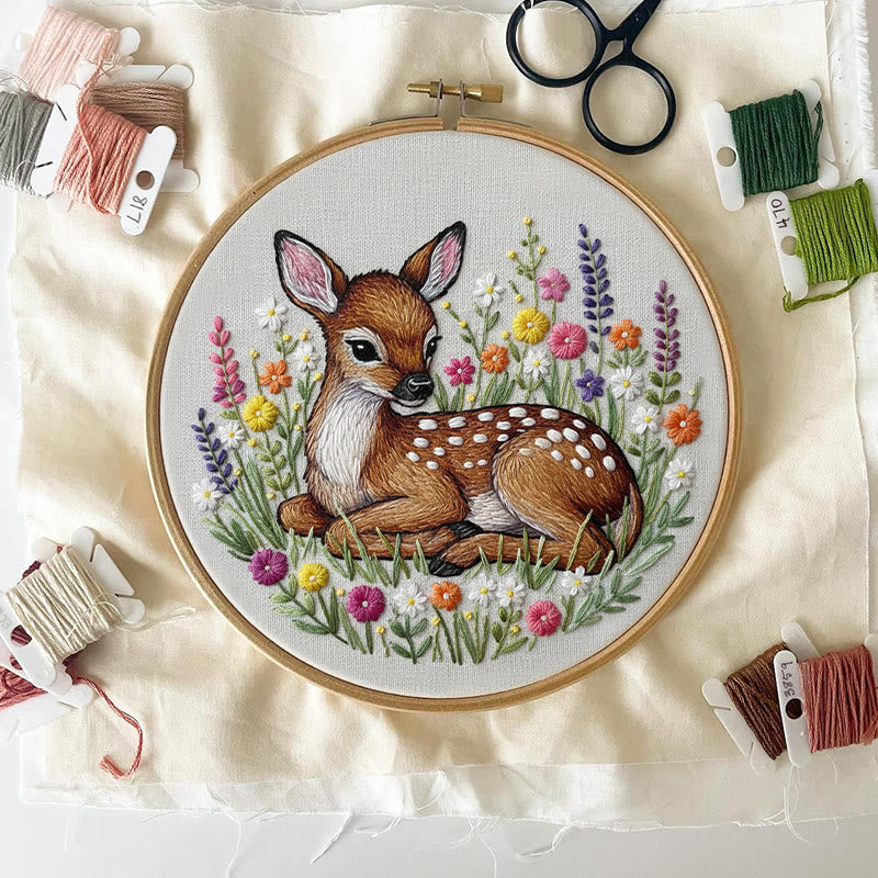 Rubbyoo Embroidery Kit - Stunning Sika Deer | Floral Animal Craft | Perfect Stitch Art For Decoration - image 1