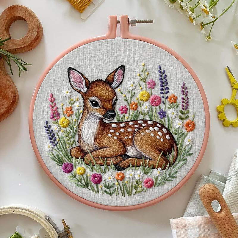 Rubbyoo Embroidery Kit - Stunning Sika Deer | Floral Animal Craft | Perfect Stitch Art For Decoration - image 2