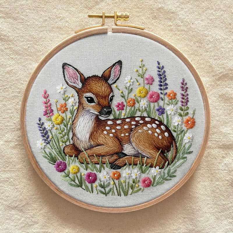 Rubbyoo Embroidery Kit - Stunning Sika Deer | Floral Animal Craft | Perfect Stitch Art For Decoration - image 5