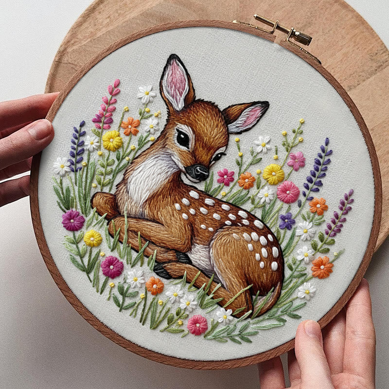 Rubbyoo Embroidery Kit - Stunning Sika Deer | Floral Animal Craft | Perfect Stitch Art For Decoration - image 6