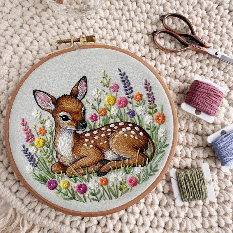 Rubbyoo Embroidery Kit - Stunning Sika Deer | Floral Animal Craft | Perfect Stitch Art For Decoration - image 8