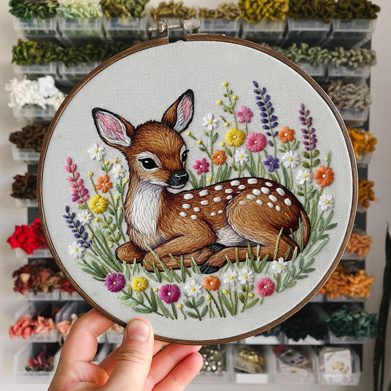 Rubbyoo Embroidery Kit - Stunning Sika Deer | Floral Animal Craft | Perfect Stitch Art For Decoration - image 7