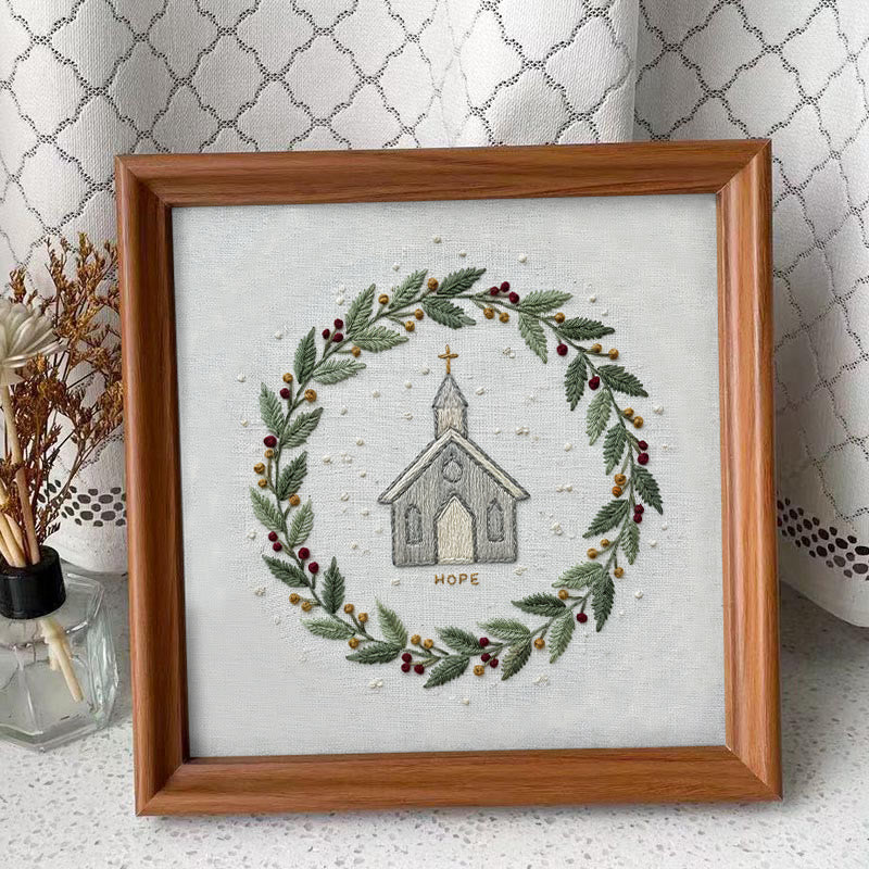 Rubbyoo Embroidery Kit -  Rustic Church | Christian Home Decor | Christmas Handmade Stitchwork  - Embroidery Kit Plus An Extra Frame - image 9
