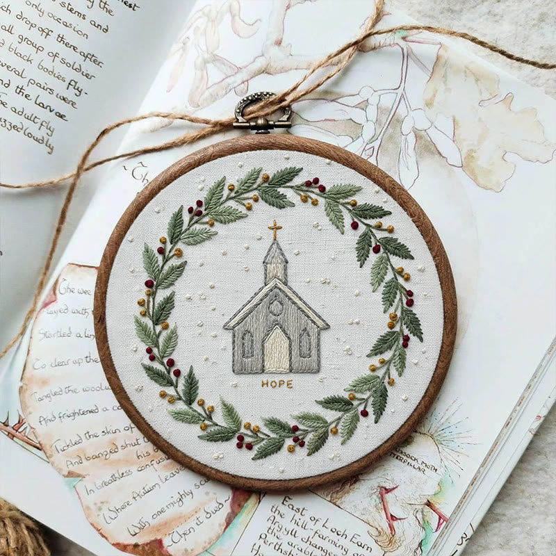 Rubbyoo Embroidery Kit -  Rustic Church | Christian Home Decor | Christmas Handmade Stitchwork  - image 3