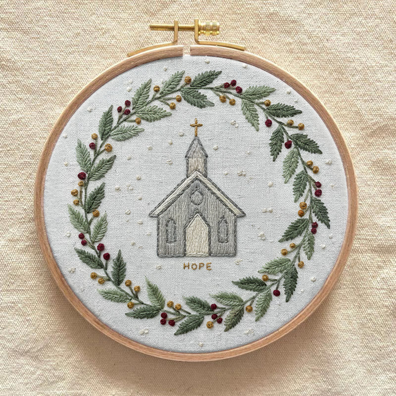 Rubbyoo Embroidery Kit -  Rustic Church | Christian Home Decor | Christmas Handmade Stitchwork  - image 7