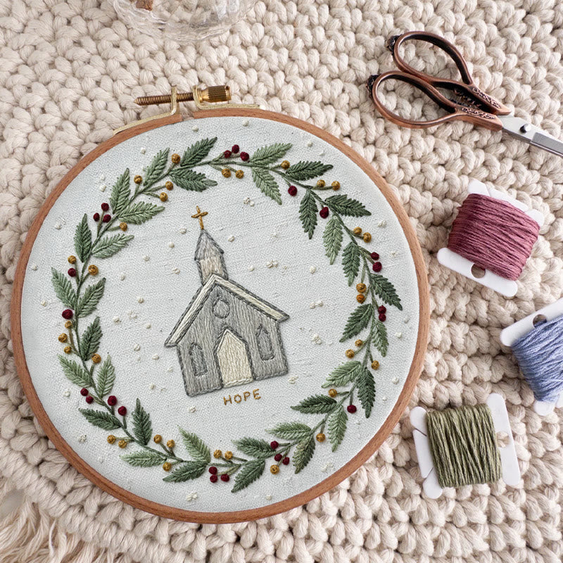 Rubbyoo Embroidery Kit -  Rustic Church | Christian Home Decor | Christmas Handmade Stitchwork  - image 6