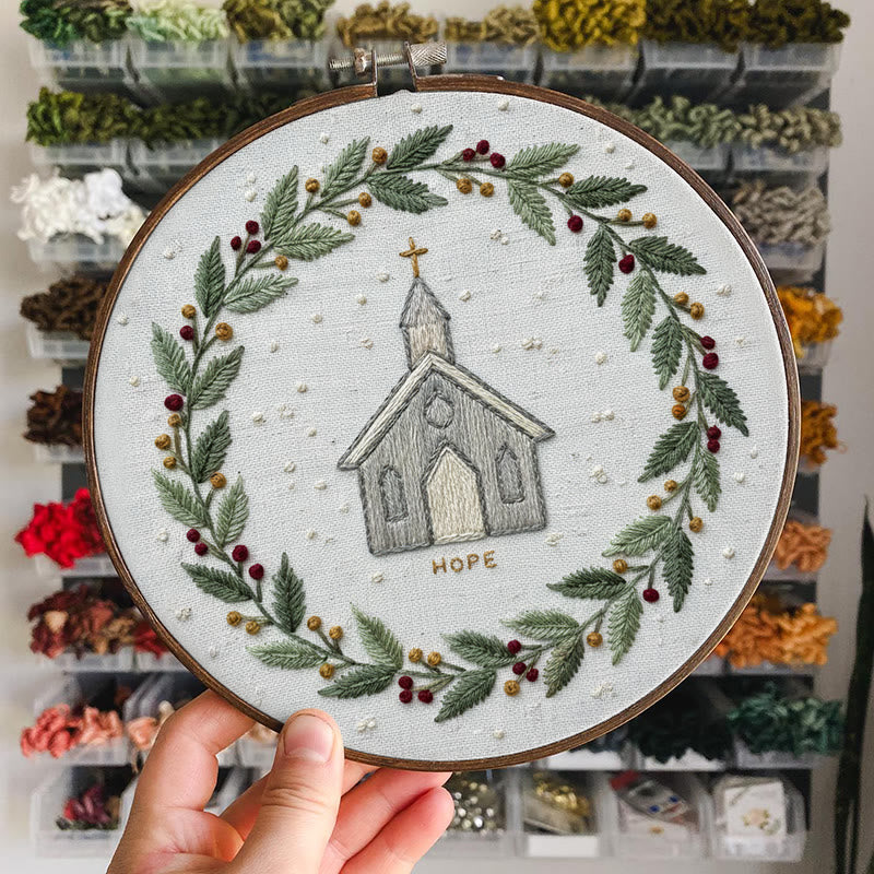 Rubbyoo Embroidery Kit -  Rustic Church | Christian Home Decor | Christmas Handmade Stitchwork  - image 8