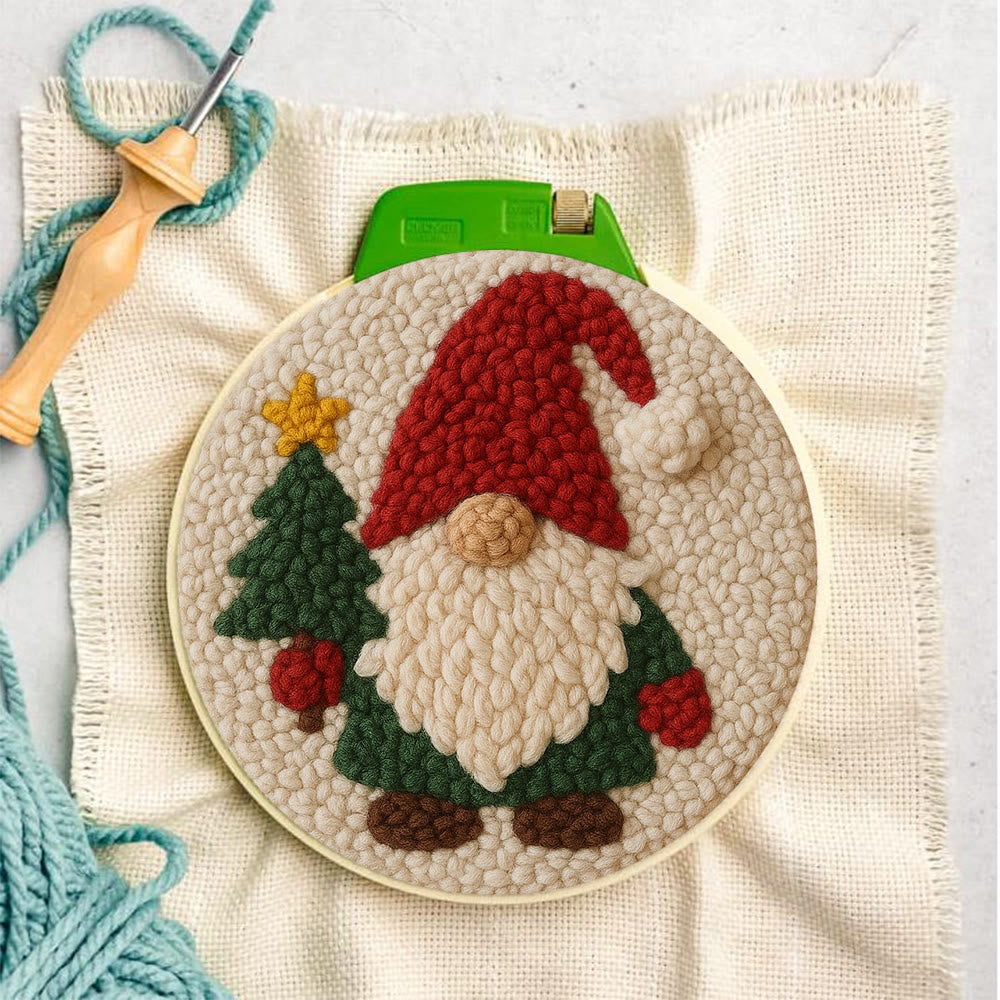 Christmas Gnome Punch Needle Kit - Diy Christmas Decoration | Cozy Handmade Wall | Art For Holiday - image 2