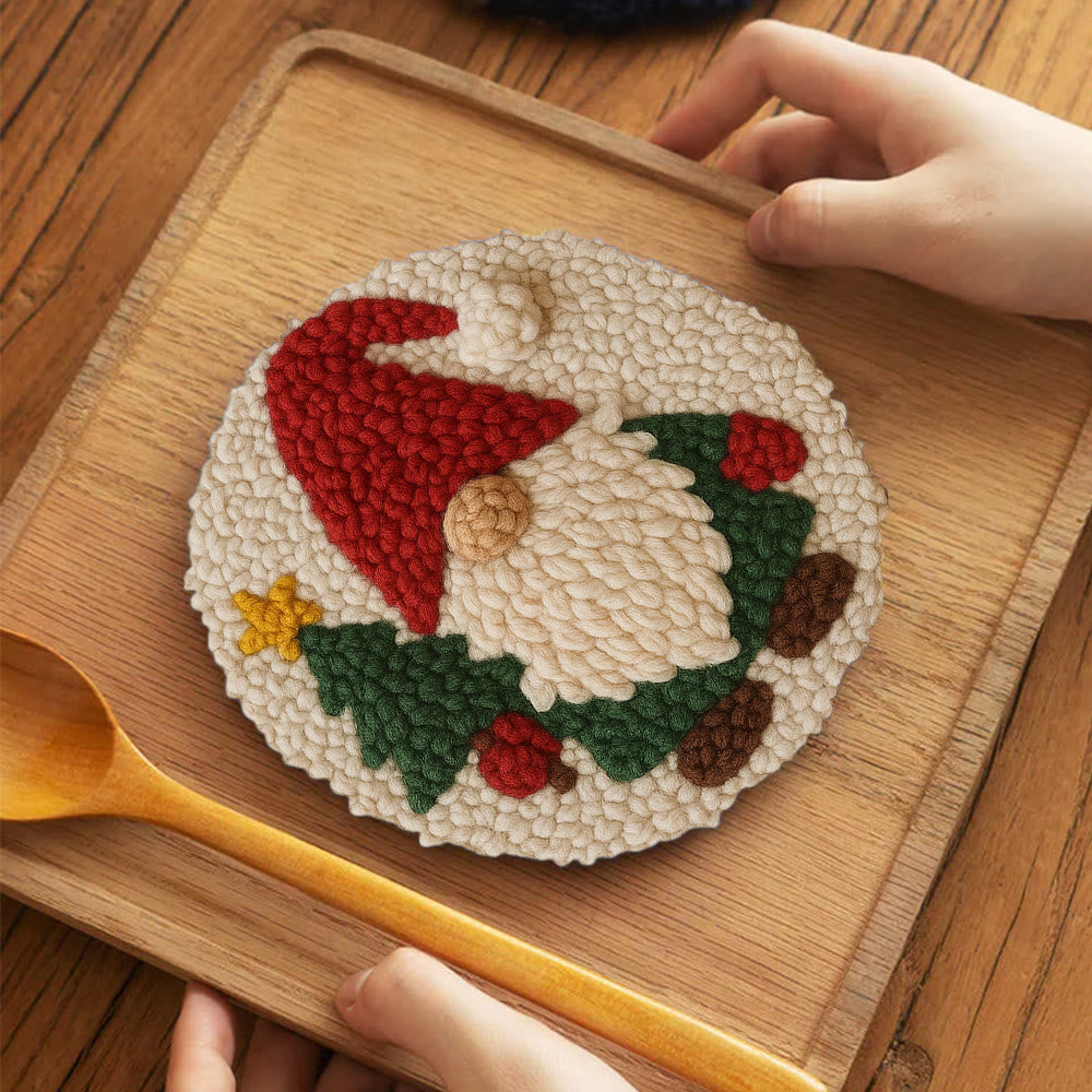Christmas Gnome Punch Needle Kit - Diy Christmas Decoration | Cozy Handmade Wall | Art For Holiday - 5 inch Coaster Kit - image 11