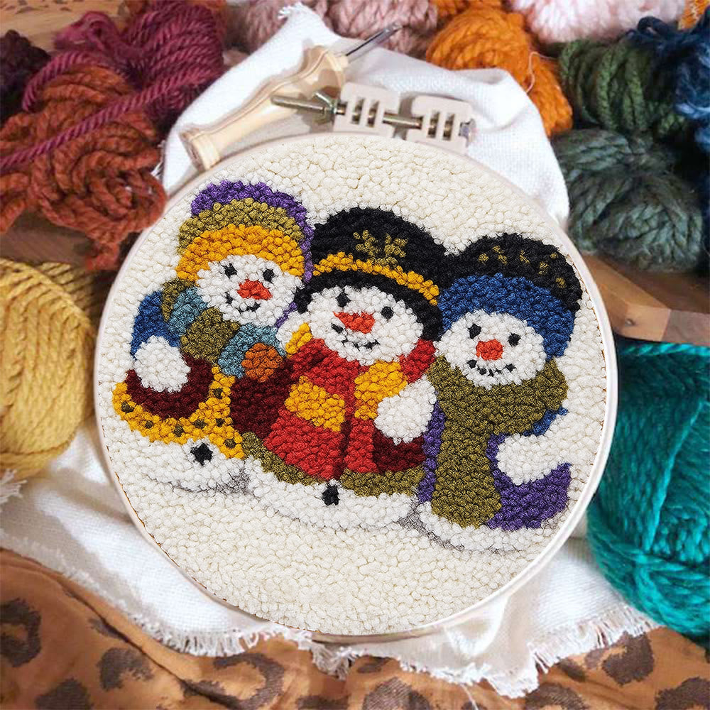 Snowman Trio Punch Needle Kit - Diy Christmas Craft | Charming Handmade Holiday Wall Decor - image 4