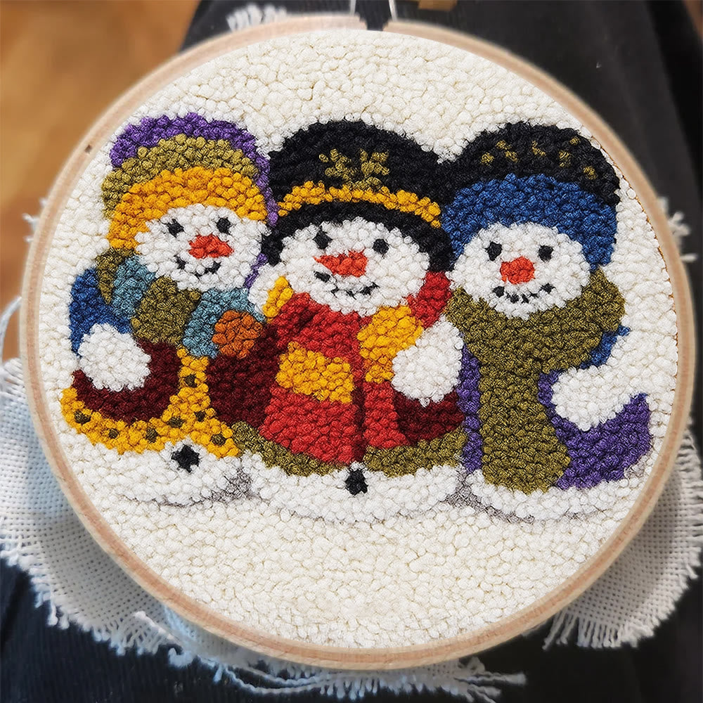 Snowman Trio Punch Needle Kit - Diy Christmas Craft | Charming Handmade Holiday Wall Decor - image 6