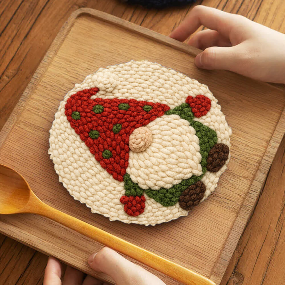 Christmas Gnome Punch Needle Kit - DIY Holiday Craft | Wall Art for Christmas Season - 5 inch Coaster Kit - image 10