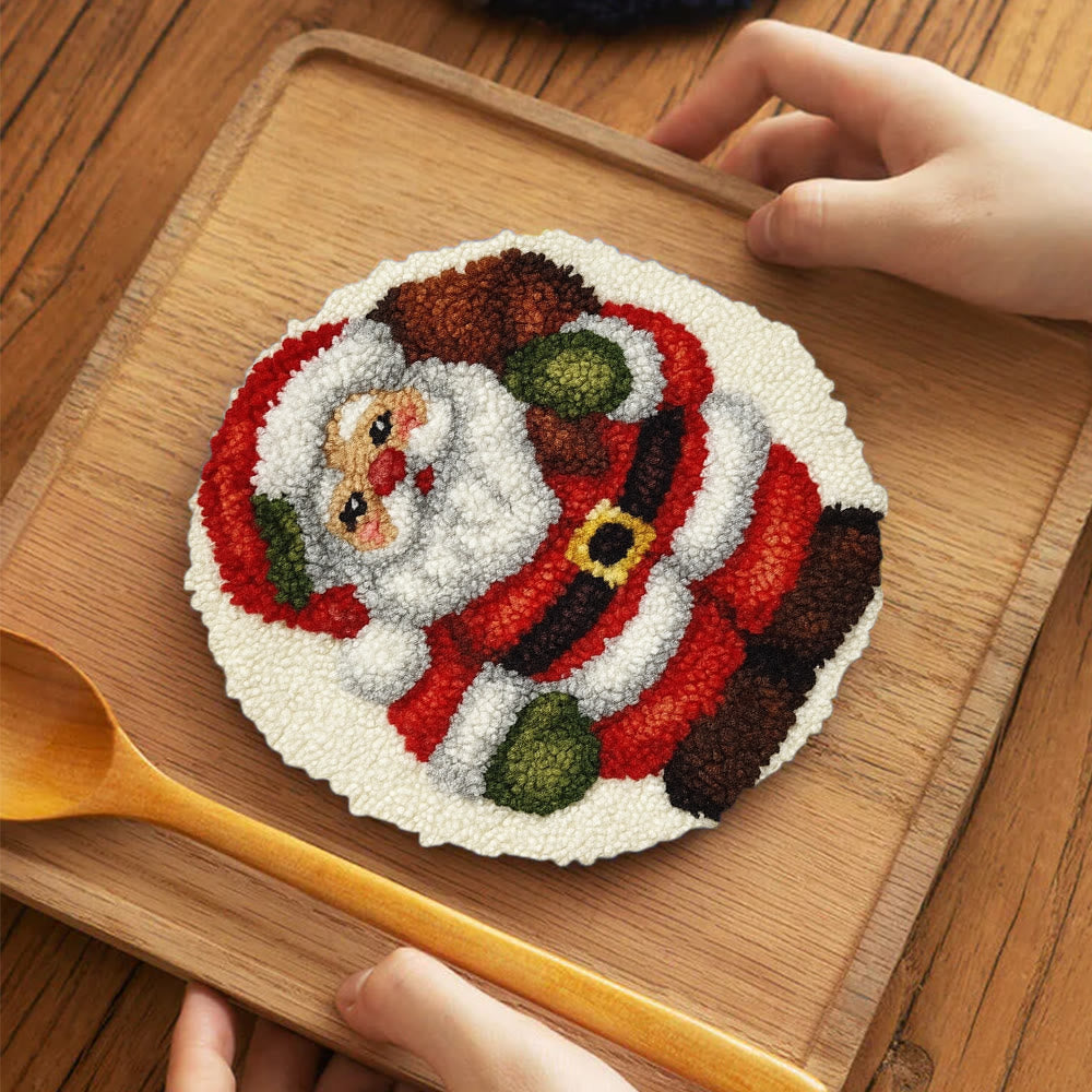 Santa Claus Punch Needle Kit - DIY Christmas Craft | Versatile Handmade Cup Mat - 5 inch Coaster Kit - image 10