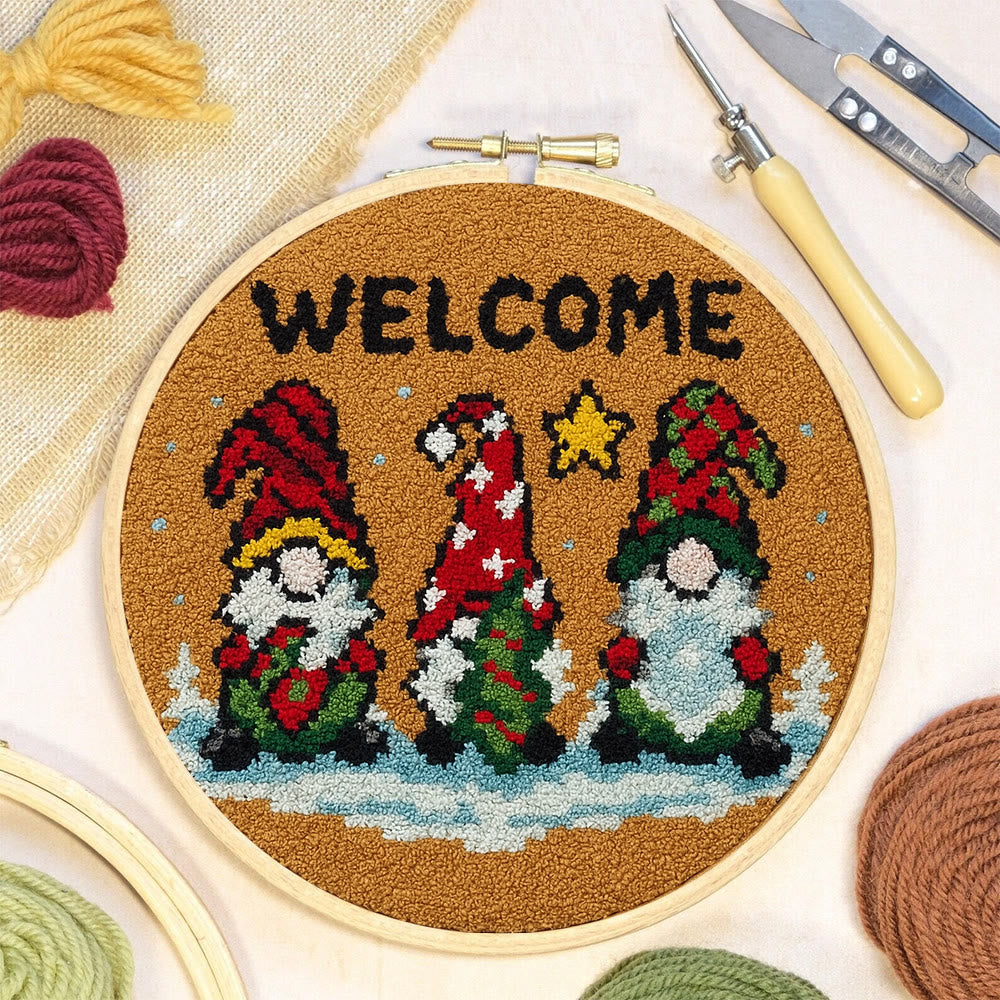 Christmas Gnome Welcome Punch Needle Kit - Holiday Craft | Festive Handmade Wall Decor - image 4