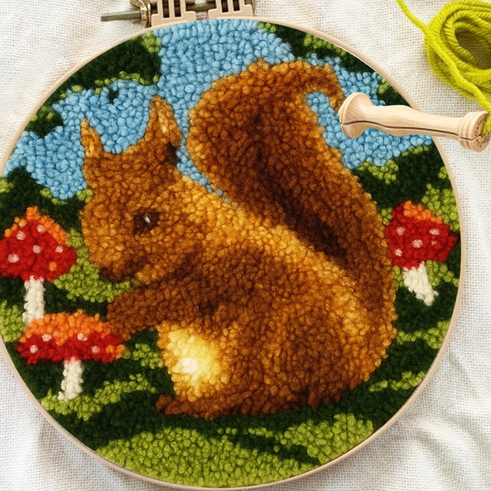 Squirrel Mushroom Punch Needle Kit - Nature Craft | Ideal for Home Decor - image 4