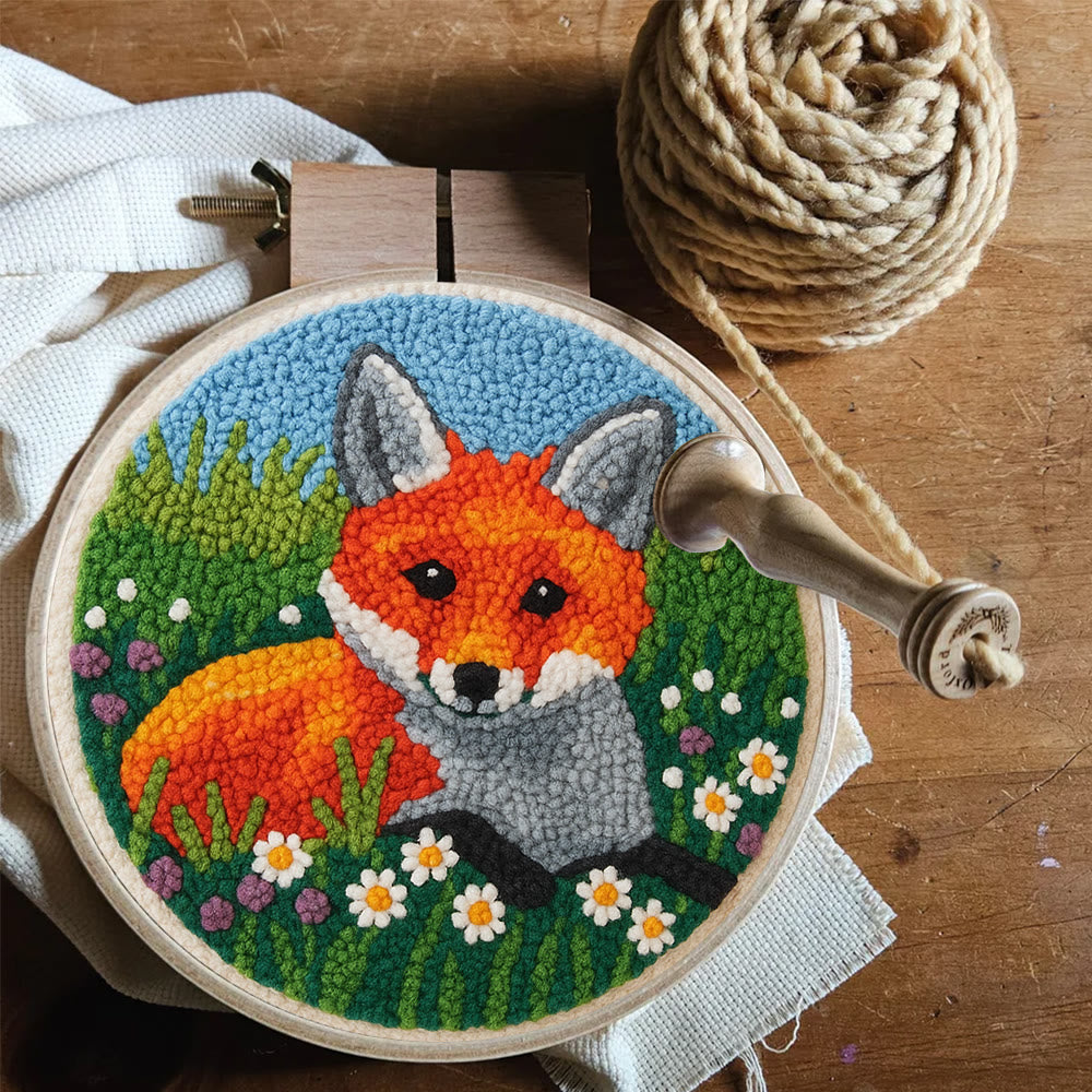 Fox In Meadow Punch Needle Kit - Nature Craft | Perfect For Craft Enthusiasts - image 4