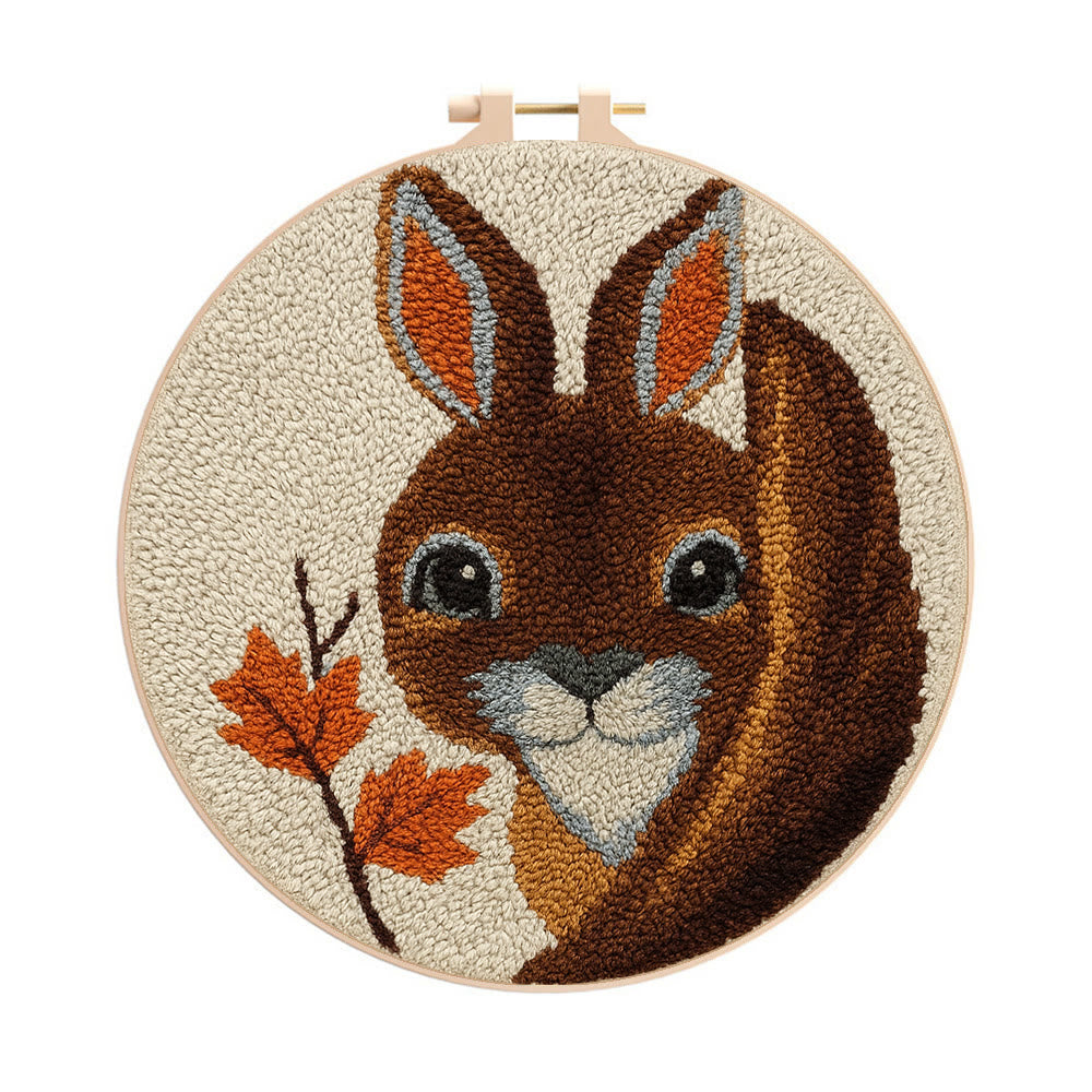 Autumn Bunny Punch Needle Kit - Handmade Craft | Ideal For Home Decor - 8 inch Hoop Kit - image 0