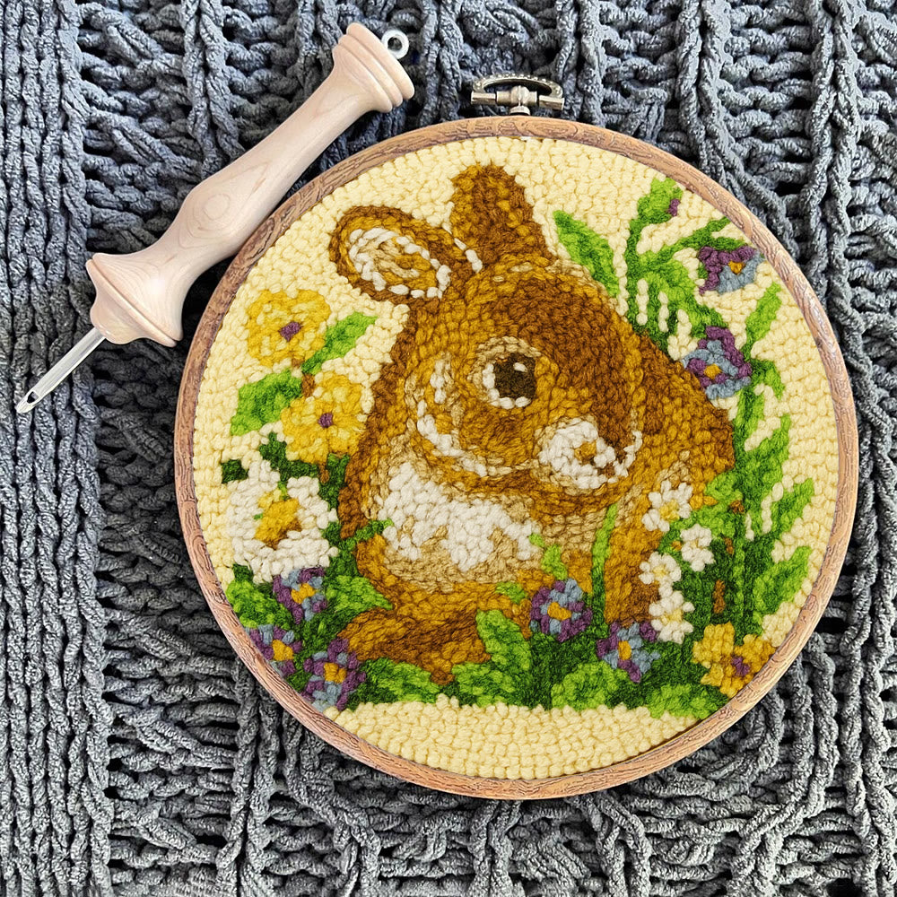 Bunny In Floral Meadow Punch Needle Kit - Handstitched Creation | Exquisite Hanging Ornament - image 9