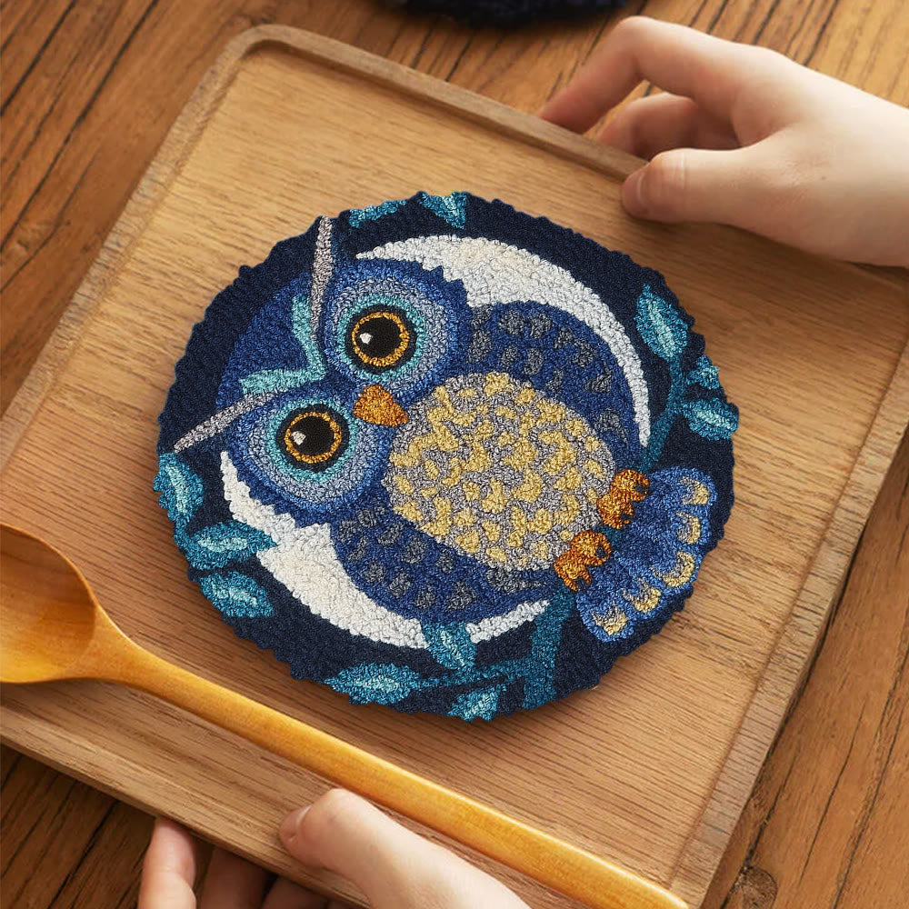 Blue Owl Punch Needle Kit - Handmade Craft | Detailed Outlines  - 5 inch Coaster Kit - image 10