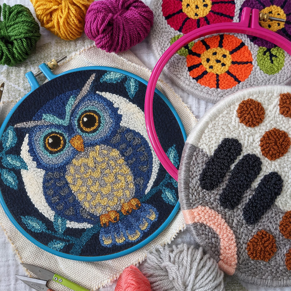 Blue Owl Punch Needle Kit - Handmade Craft | Detailed Outlines  - image 6