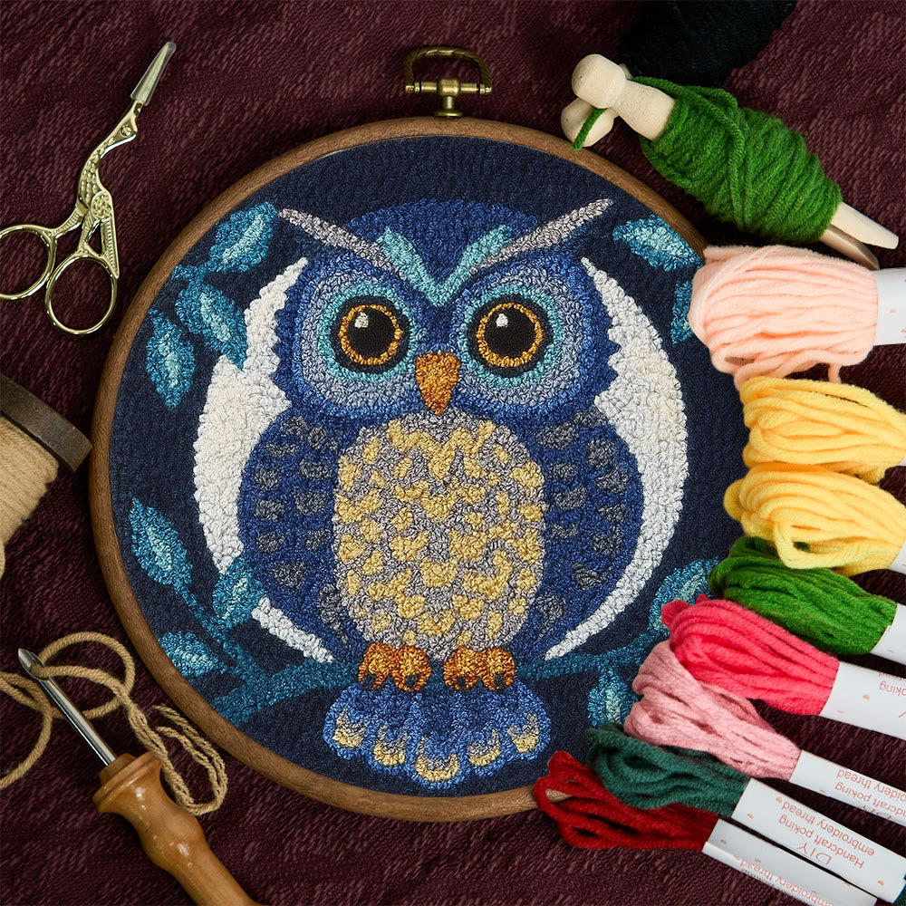 Blue Owl Punch Needle Kit - Handmade Craft | Detailed Outlines  - image 8