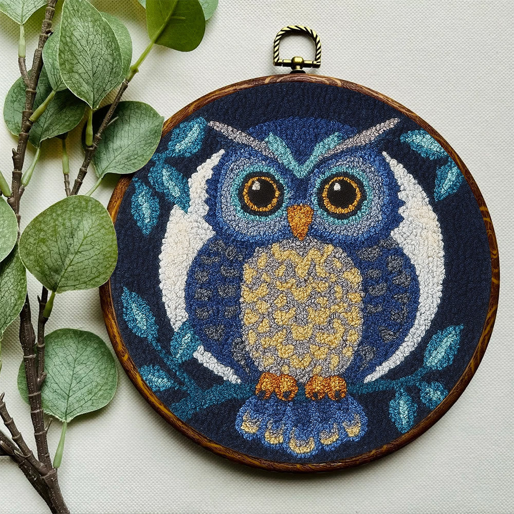 Blue Owl Punch Needle Kit - Handmade Craft | Detailed Outlines  - image 3