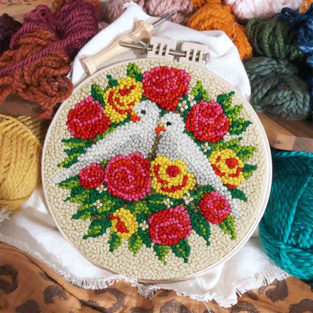 Dove Floral Wreath Punch Needle Kit - Artisan-made Craft | Vibrant Decor Piece - image 2