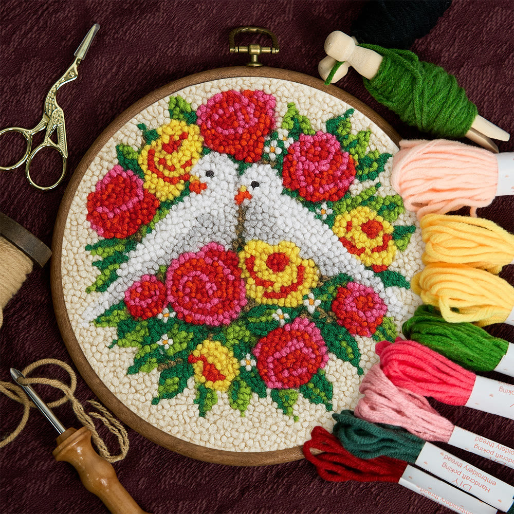 Dove Floral Wreath Punch Needle Kit - Artisan-made Craft | Vibrant Decor Piece - image 6