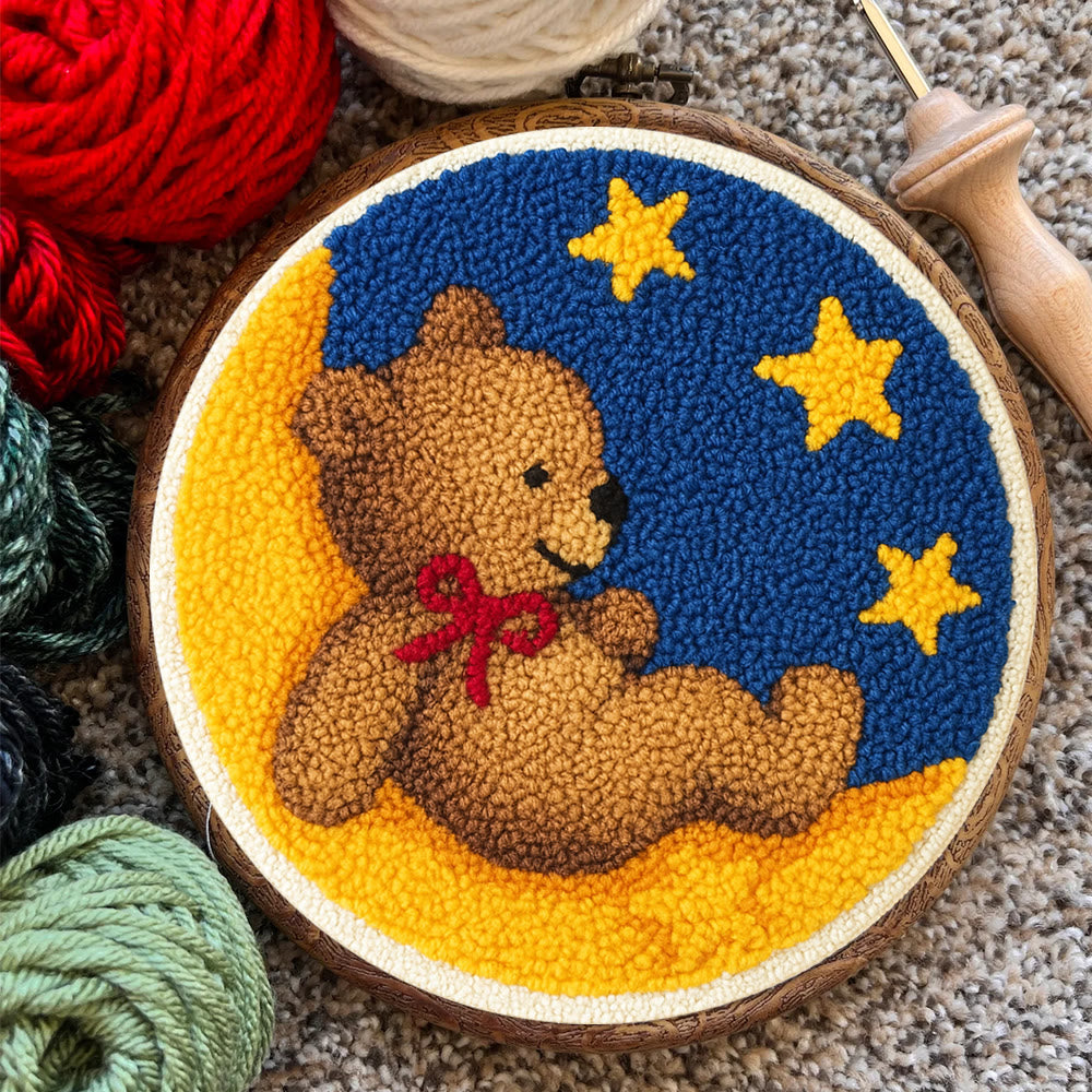 Moon Bear Punch Needle Kit - Handcrafted Art | Cozy Home Decor Hanging Ornament - image 6
