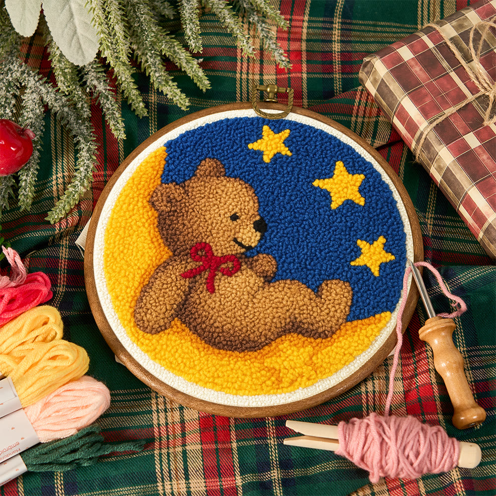 Moon Bear Punch Needle Kit - Handcrafted Art | Cozy Home Decor Hanging Ornament - image 9