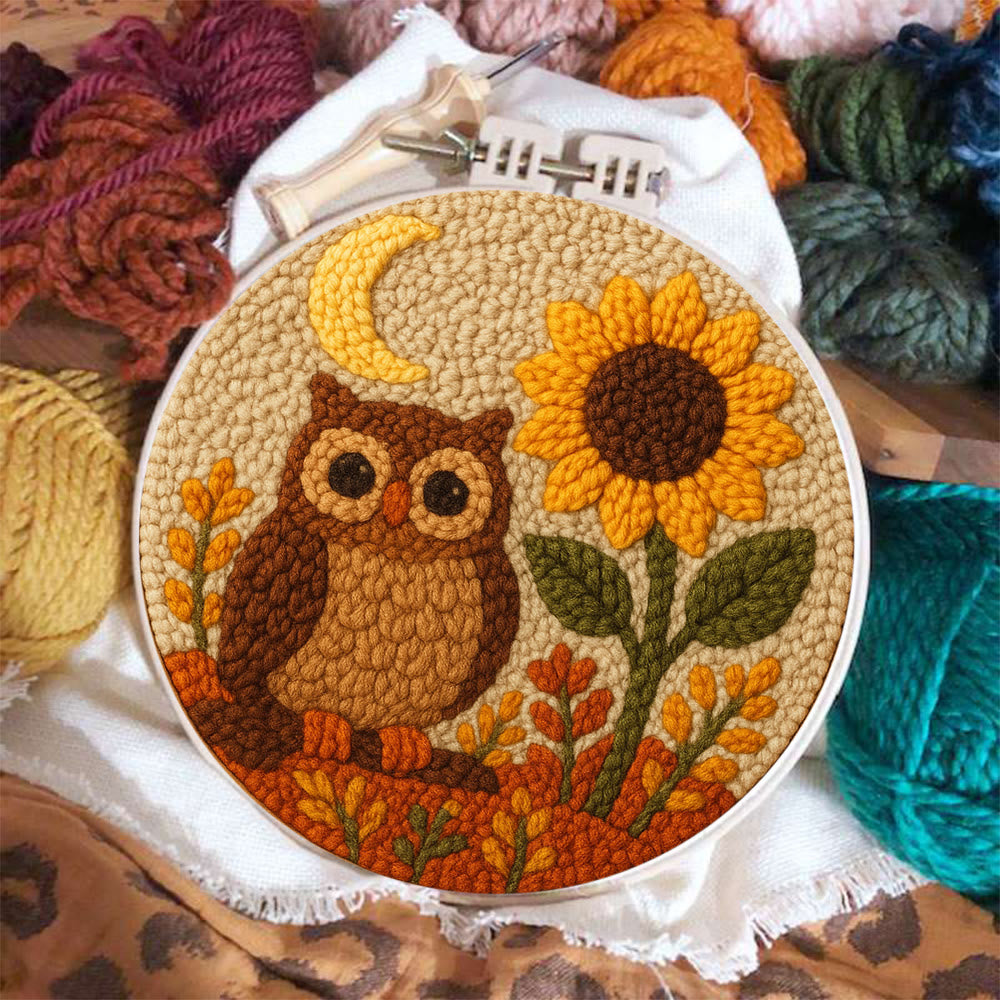 Autumn Owl Sunflower Punch Needle Kit - Gift For Diy Enthusiasts | Cozy Home Decor  - image 5