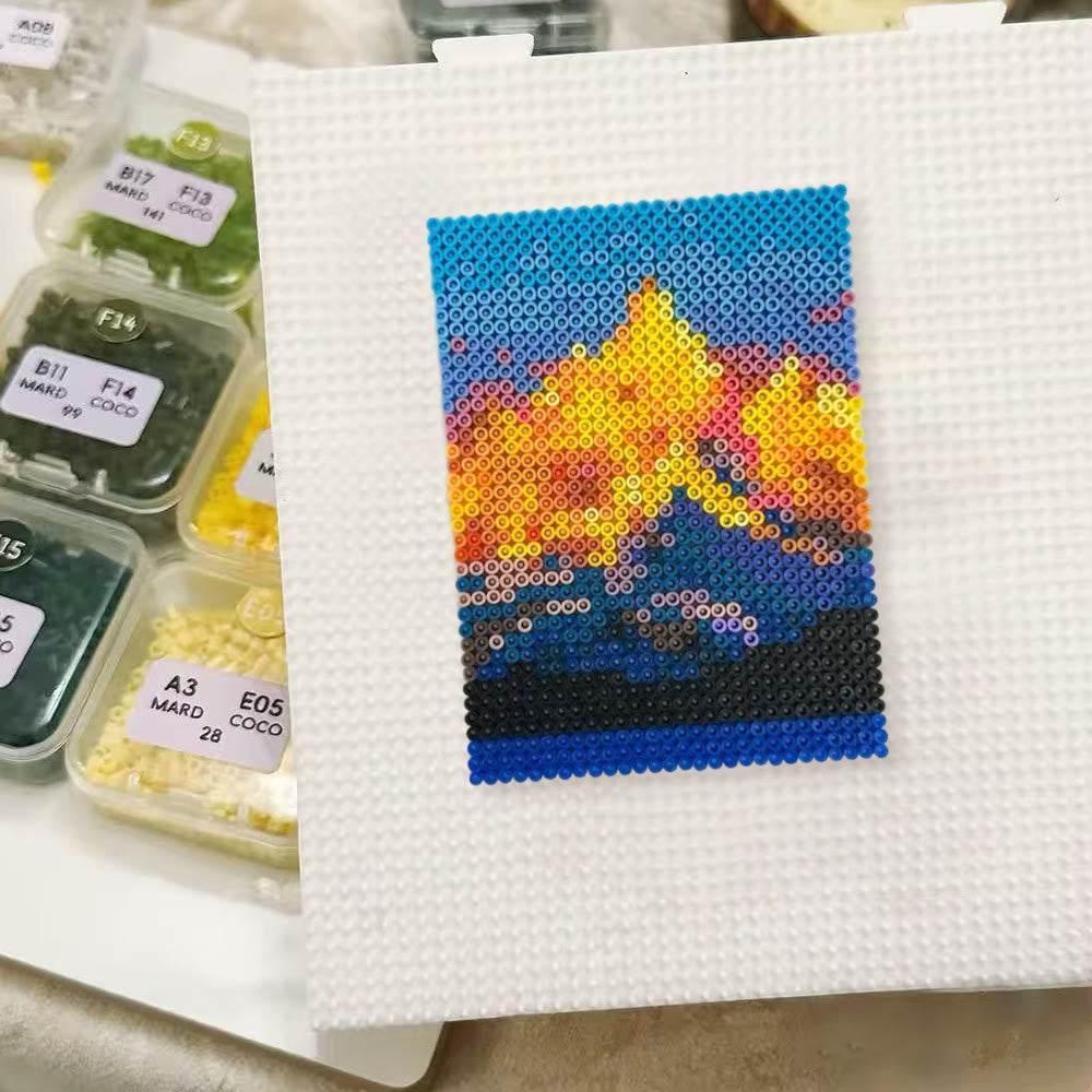 Rubbyoo Perler Beads Kit - Golden Mountain | Wonderful Landscape Artwork | Creative Handmade Craft - image 3